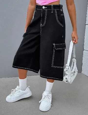 Pantaloni scurti Shein Kids, negru