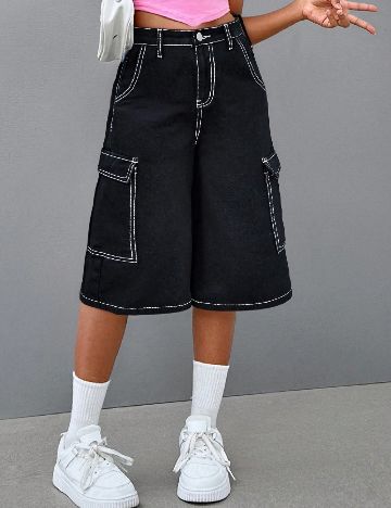 Pantaloni scurti Shein Kids, negru