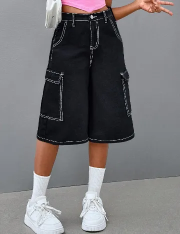 Pantaloni scurti Shein Kids, negru