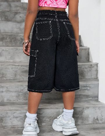 Pantaloni scurti Shein Kids, negru