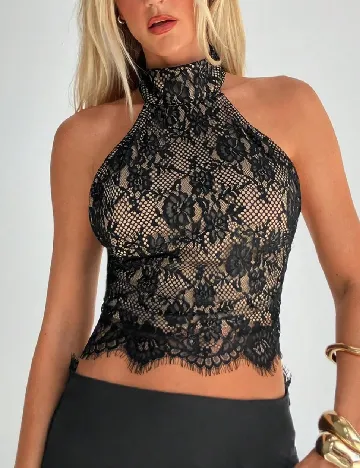 Top SHEIN, negru/crem
