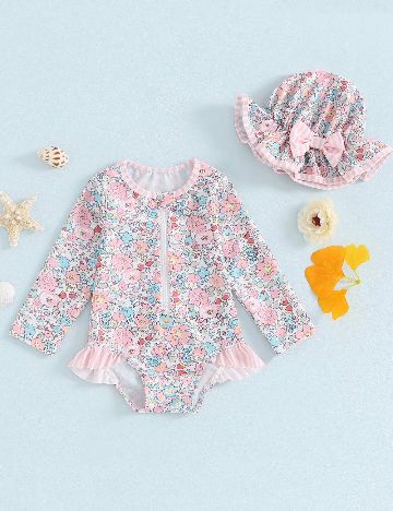 Costum de baie Shein Kids, floral print