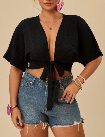 Top SHEIN CURVE, negru