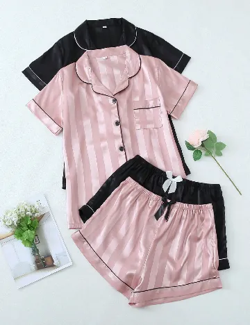 Set pijamale 2 bucati SHEIN, roz/negru