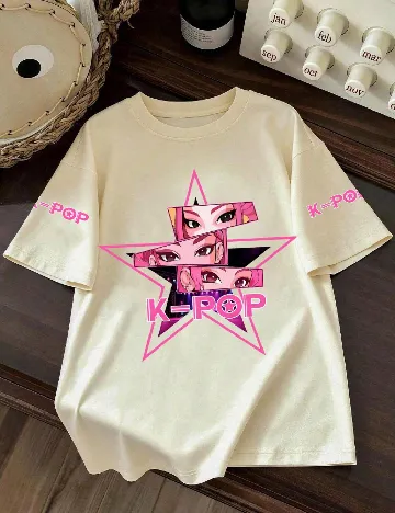 Tricou Shein Kids, crem
