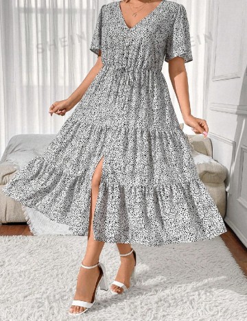 Rochie medie SHEIN CURVE, alb/negru