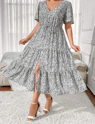 Rochie medie SHEIN CURVE, alb/negru