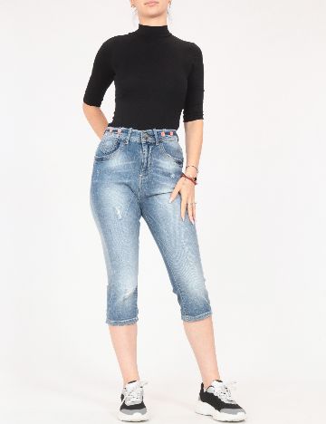 Pantaloni trei sferturi Bershka, albastru