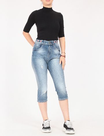 Pantaloni trei sferturi Bershka, albastru