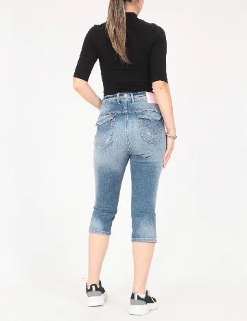 Pantaloni trei sferturi Bershka, albastru