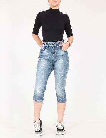 Pantaloni trei sferturi Bershka, albastru