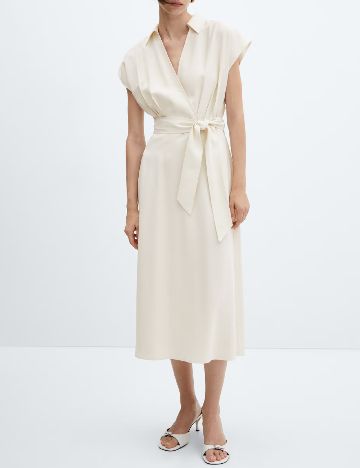 Rochie medie Mango, ecru