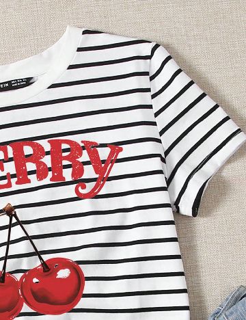 Tricou SHEIN, alb/negru