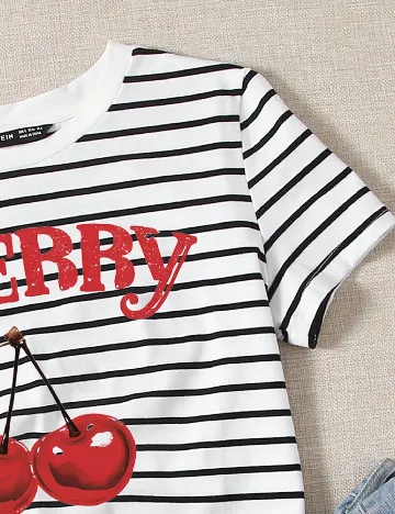 Tricou SHEIN, alb/negru