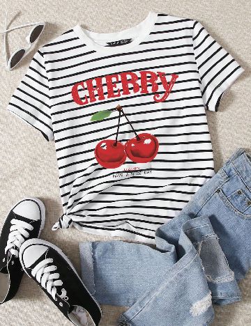 Tricou SHEIN, alb/negru