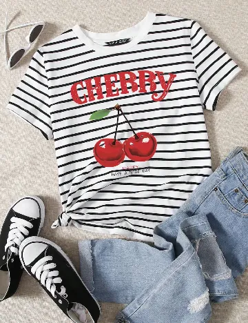 Tricou SHEIN, alb/negru