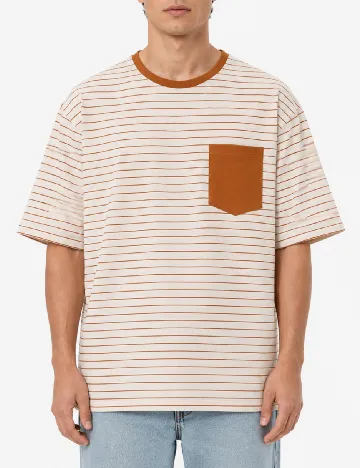 Tricou Bershka, alb/portocaliu