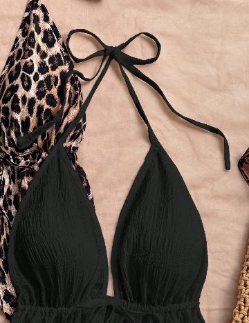 Set topuri 2 bucati SHEIN, animal print/negru