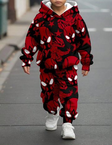 Compleu Shein Kids, rosu/negru