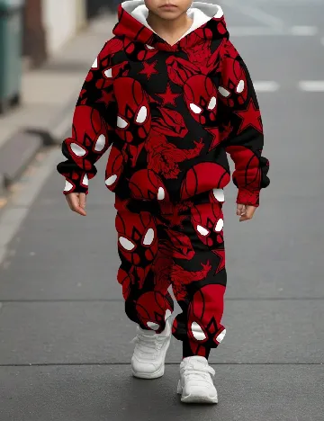 Compleu Shein Kids, rosu/negru
