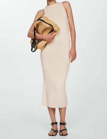 Rochie medie Mango, ecru