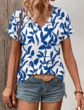 Bluza SHEIN, albastru/alb