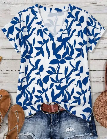 Bluza SHEIN, albastru/alb