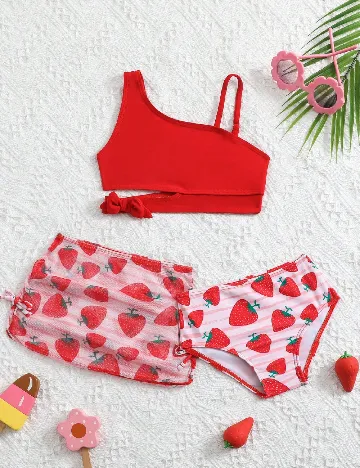 Costum de baie Shein Kids, rosu