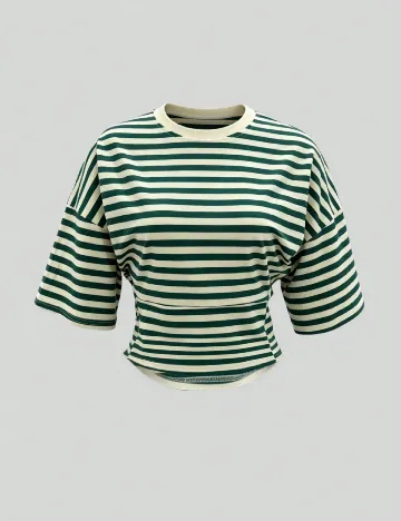 Tricou SHEIN, crem/verde