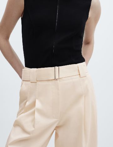 Pantaloni Mango, crem