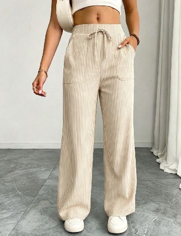 Pantaloni SHEIN, crem/alb