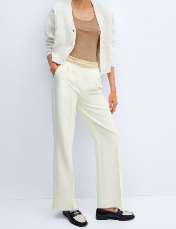 Pantaloni Mango, ecru