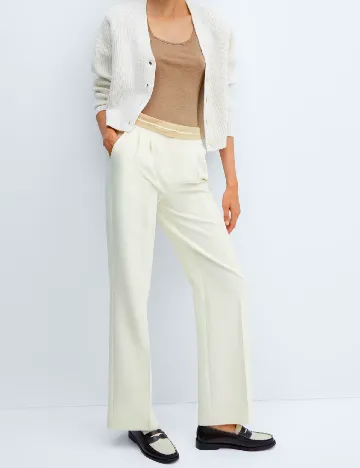 Pantaloni Mango, ecru