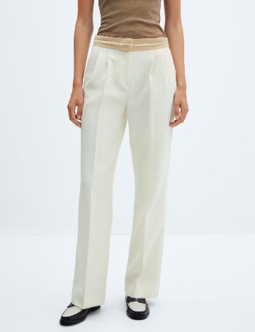 Pantaloni Mango, ecru