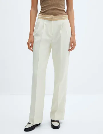 Pantaloni Mango, ecru