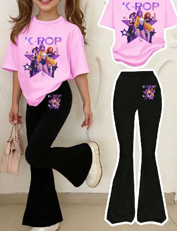 Compleu Shein Kids, negru/roz