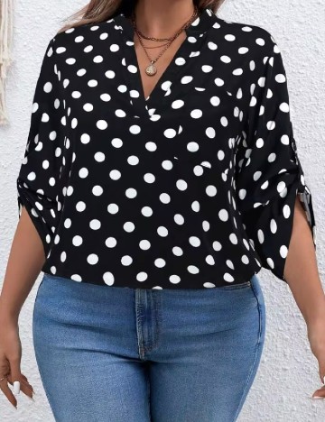 Bluza SHEIN CURVE, negru/alb
