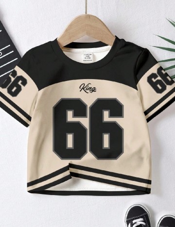 Tricou Shein Kids, negru/crem