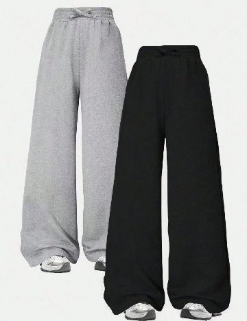 Set pantaloni 2 perechi Shein Kids, gri/negru