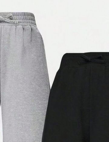 Set pantaloni 2 perechi Shein Kids, gri/negru