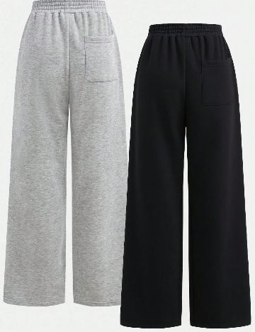 Set pantaloni 2 perechi Shein Kids, gri/negru