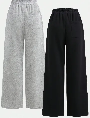 Set pantaloni 2 perechi Shein Kids, gri/negru