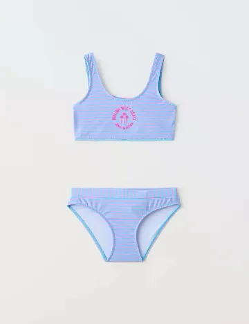Costum de baie Zara, albastru/roz
