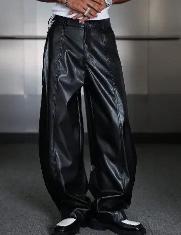 Pantaloni imitatie de piele SHEIN, negru