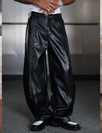 Pantaloni imitatie de piele SHEIN, negru