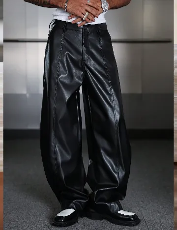 Pantaloni imitatie de piele SHEIN, negru