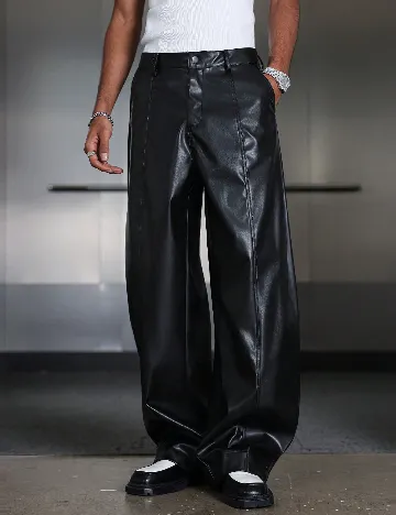 Pantaloni imitatie de piele SHEIN, negru