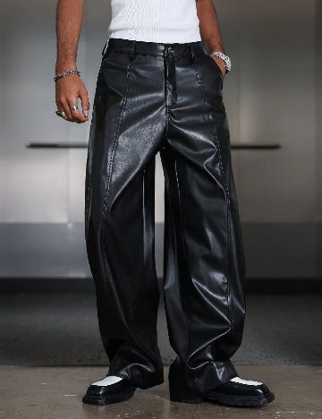 Pantaloni imitatie de piele SHEIN, negru