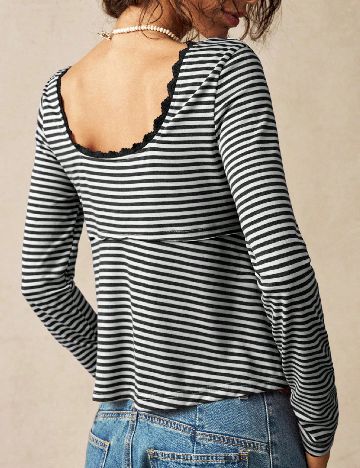 Bluza SHEIN, alb/negru