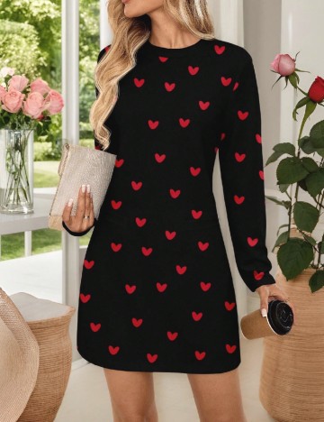 Rochie scurta Emery Rose, negru/rosu